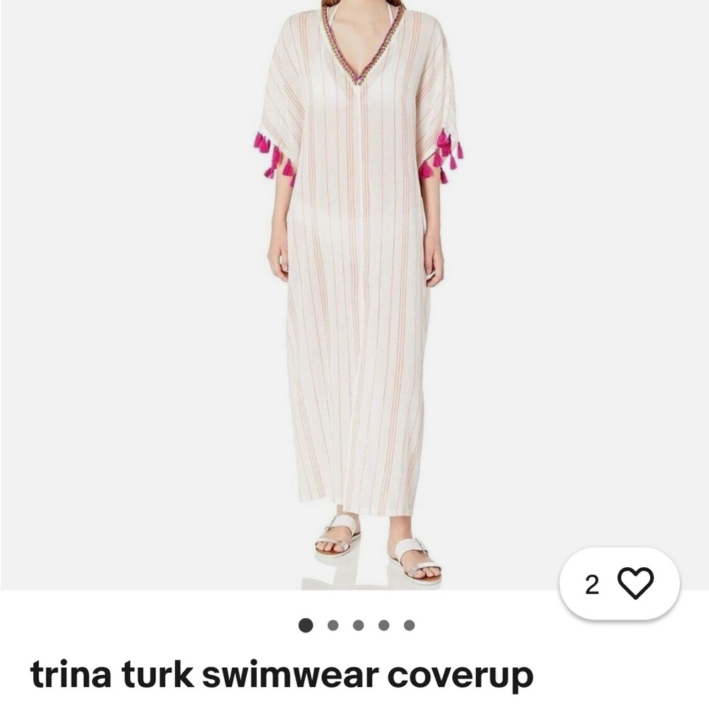 Trina Turk White and Pink Coverup with Gold Accents